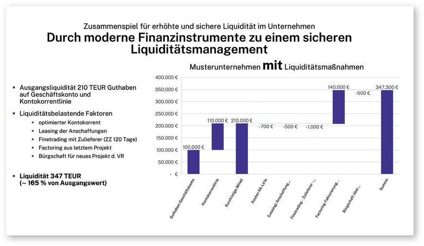 Modellunternehmen MIT Einsatz von liquiditätssteigernden Maßnahmen