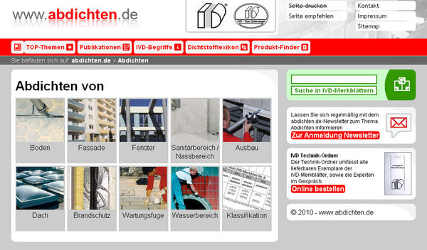 Auf dem Technikportal www.abdichten.de findet man viele anwendungsgerecht Informationen, unter anderem die IVD-Datenblätter. - HS/IVD - © HS/IVD
