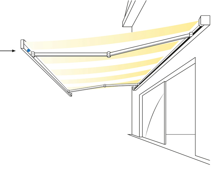 Der Schwingungssensor sollte immer dort platziert werden, wo die maximale Schwingung am Ausfallprofil der Markise entsteht. - © Foto: IVRSA