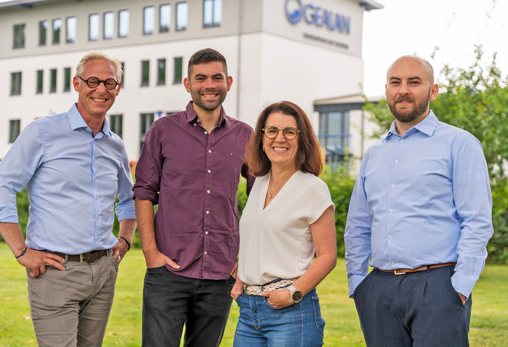 Das Team Nachhaltigkeit bei Gealan mit (von links) Dr. Michel Sieffert, Florian Rayhrer, Vera Lahme und Emre Karakoc. - © Gealan