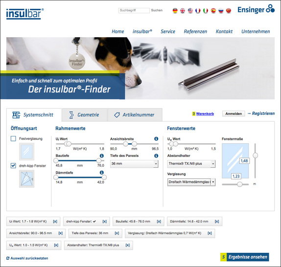 Der insulbar Finder führt den Nutzer online Schritt für Schritt zum passenden Isolierprofil. - © Ensinger GmbH
