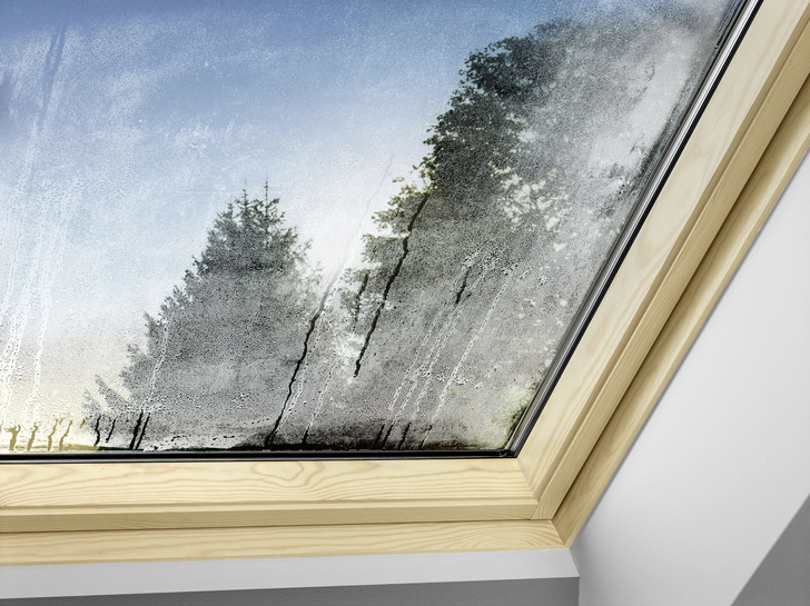 Kondenswasser an den Fenstern kann ein erstes Anzeichen für zu hohe Luftfeuchtigkeit sein. - © Velux
